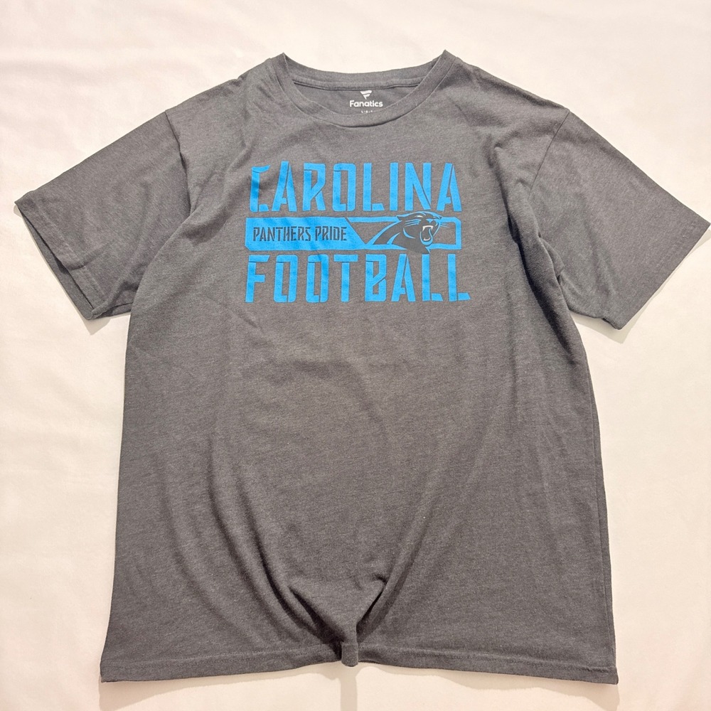 Fanatics T-Shirt Mens Large Gray Carolina Panthers Football Graphic Tee